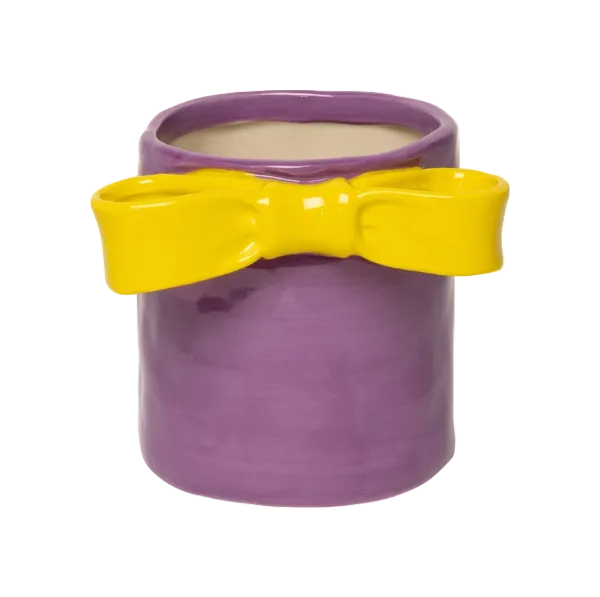 Lila Blumentopf mit gelber Schleife – Victoria met Albert Wohnaccessoires