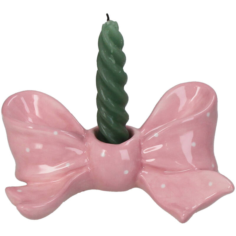 kerzen und diffusoren -  Keramik Kerzenhalter mit rosa Schleife
