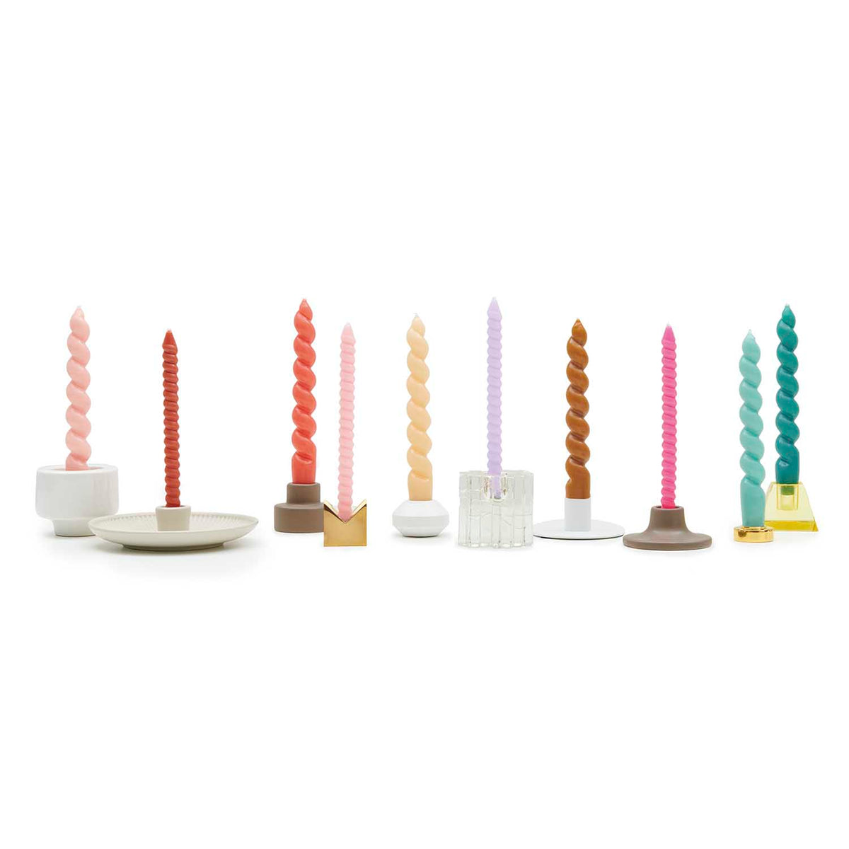 Set aus zwei Spiral-Kerzen in Pastell-Lila