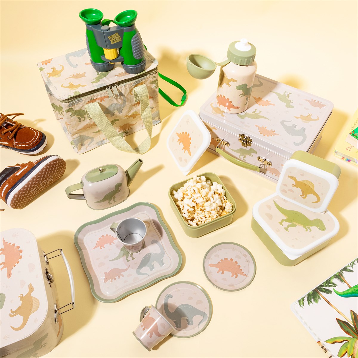 Detailansicht der Desert Dino Lunch Bag mit Wüsten-Dino-Design