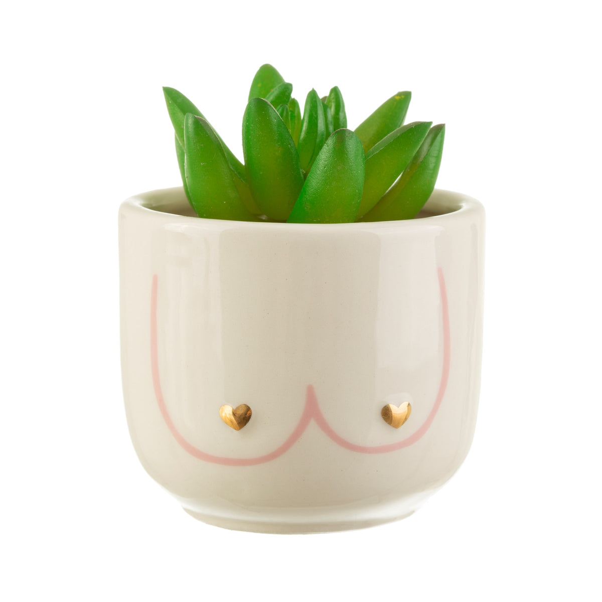 Detailansicht des Mini Girl Power Boobies Planters auf weißem Hintergrund